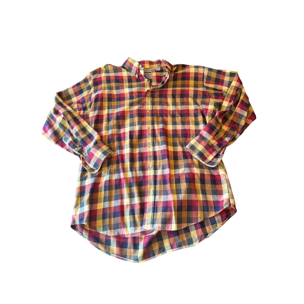 Bullock & Jones Viyella Shirt Multicolor Plaid Cotton Wool Button Down Mens L